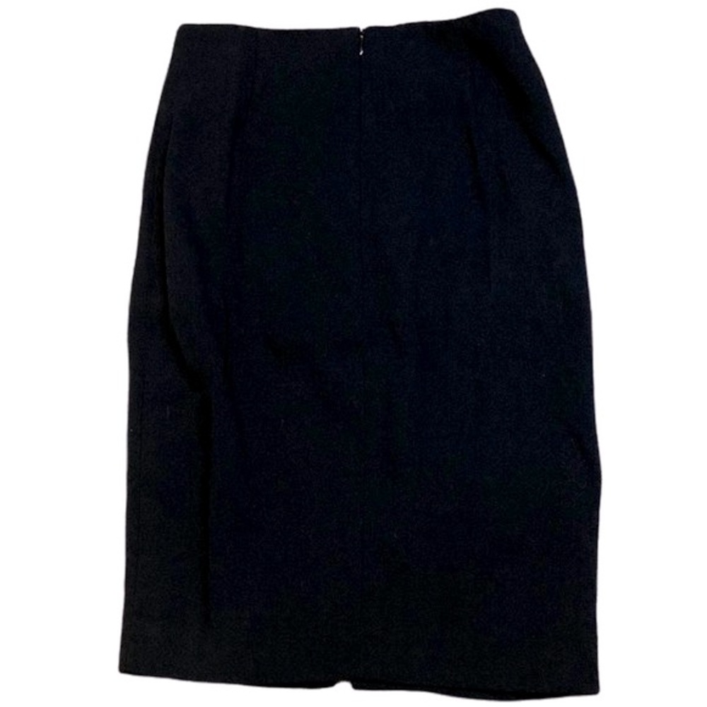 Vintage Escada Blk Wool Crepe Ruched Zipper Front Pencil Skirt - Sz 4 - Picture 2 of 7